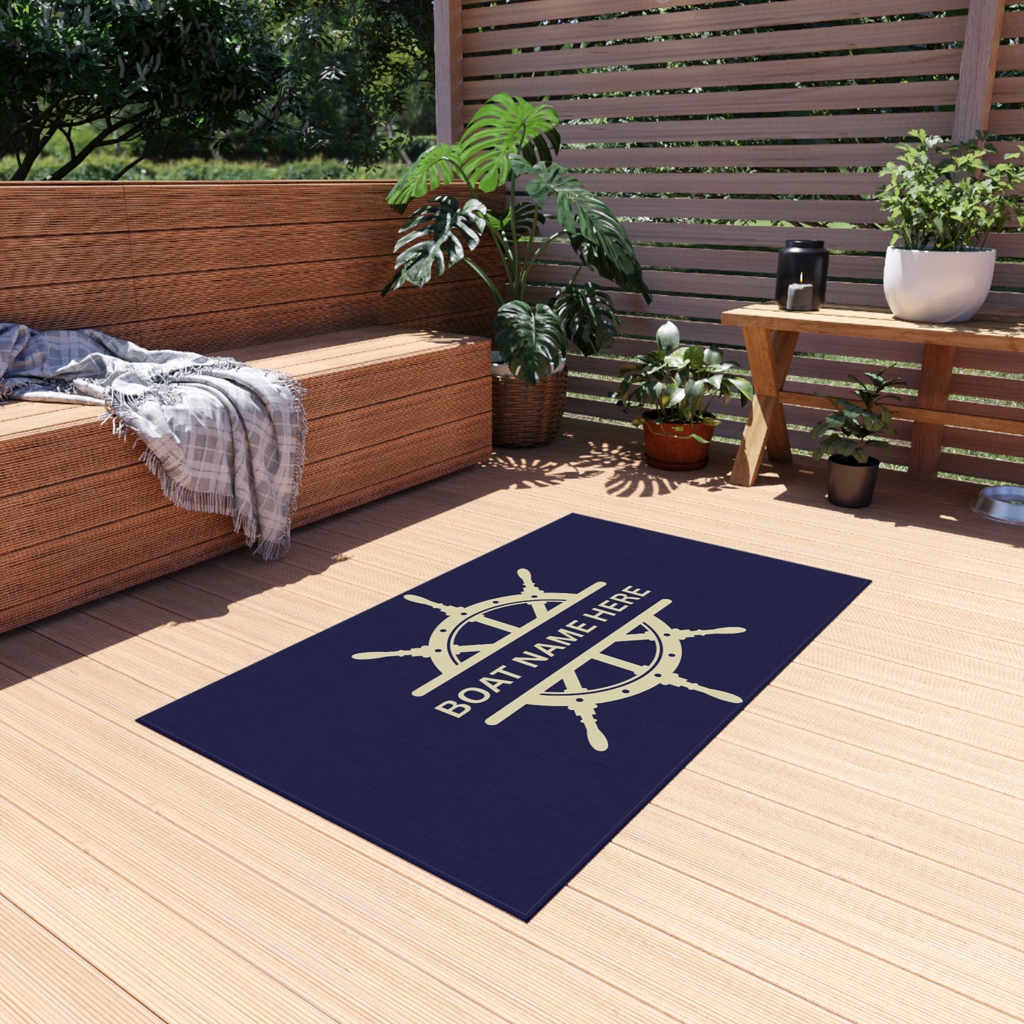 Personalized Nautical Outdoor Rug - Custom Boat Name Mat for Patios and Decks - Guided Hands Creations