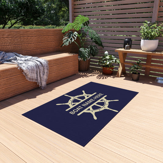 Personalized Nautical Outdoor Rug - Custom Boat Name Mat for Patios and Decks - Guided Hands Creations