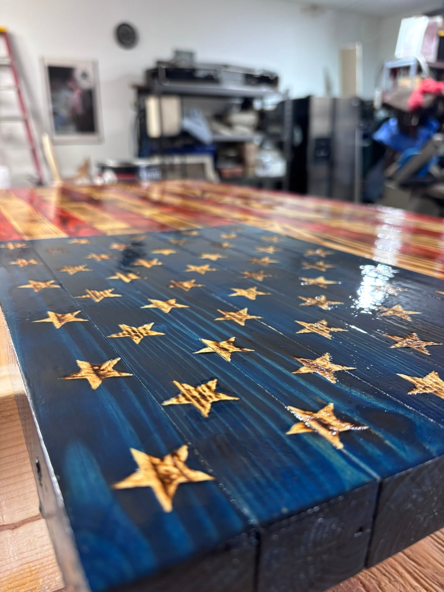 Rustic Burnt Wood American Flag